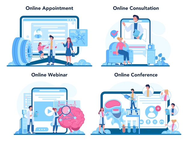 Usługa online lub zestaw platform neurologa.