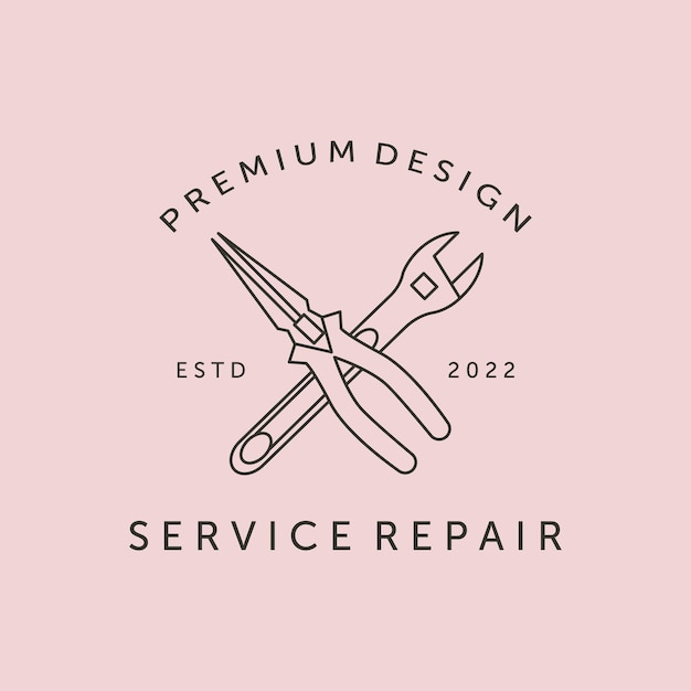 Plik wektorowy usługi naprawy klucz i szczypce linii sztuki logo wektor symbol ilustracja projekt
