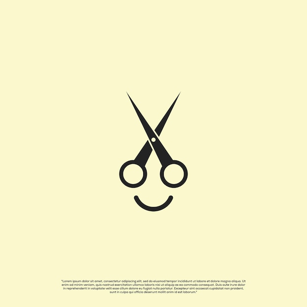 Uśmiech Nożycowy Projekt Logo Nożyczek Z Koncepcją Projektowania Logo Emoji Uśmiechu