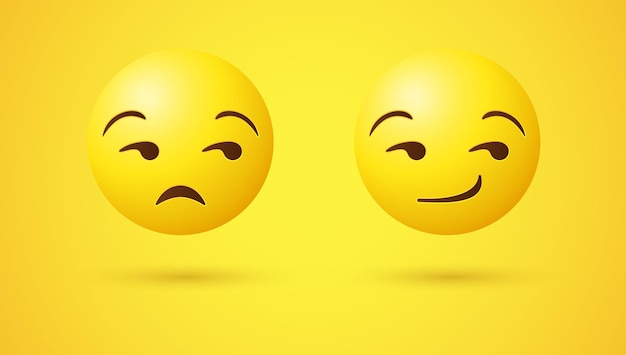 Uśmiechająca Się Twarz Emoji Z Oczami Spoglądającymi W Bok Lub 3d Niezadowolony Emotikon Z Niezadowoleniem