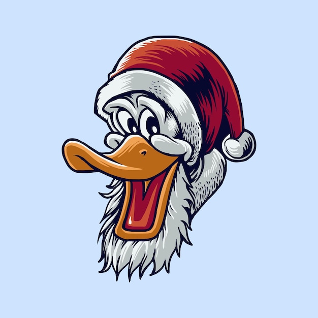 uśmiechnięta głowa kaczki z ilustracją projektu świątecznego kapelusza