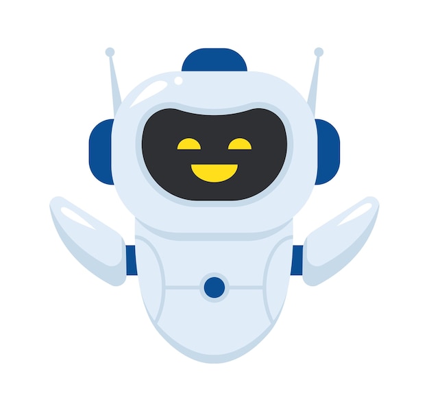 Uśmiechnięty chatbot Obsługa znaków Zautomatyzowana usługa Ilustracja wektorowa