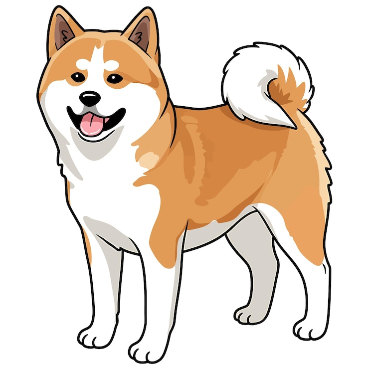Wektor uśmiechnięty pies akita inu