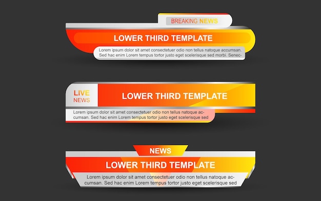 Ustaw Banery I Dolne Trzecie Dla Kanału Informacyjnego W Kolorze Pomarańczowym I Białym
