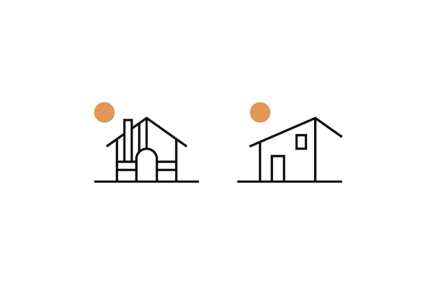 Plik wektorowy ustaw dom minimalistyczny logo ikona projekt szablon płaski wektor