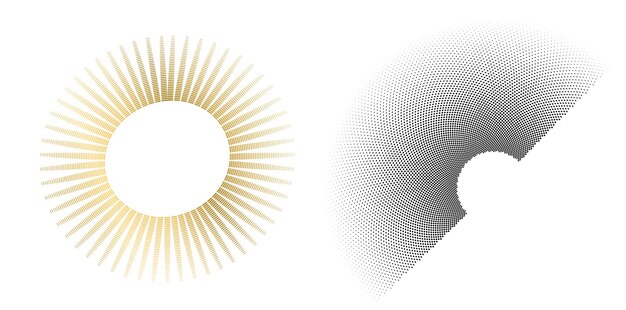 Ustaw element projektu koło Izolowane pogrubione wektor kolory złoty pierścionek z Abstrakt blask faliste paski wielu błyszczących wirować utworzone za pomocą narzędzia Blend Vector ilustracji Eps10 do prezentacji