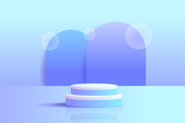 Ustaw fioletowy niebieski fioletowy obiekt 3d cylinder cokół podium wyświetlacz gradient kolor minimalna scena