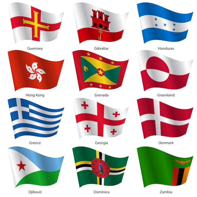 Ustaw flagi światowych suwerennych państw ilustracji wektorowych