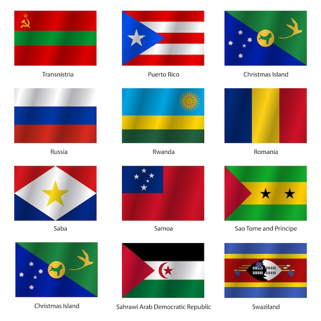 Plik wektorowy ustaw flagi światowych suwerennych państw ilustracji wektorowych