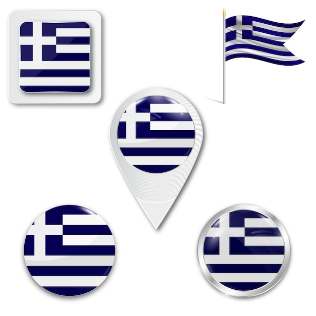 Plik wektorowy ustaw ikony flagi narodowej grecji