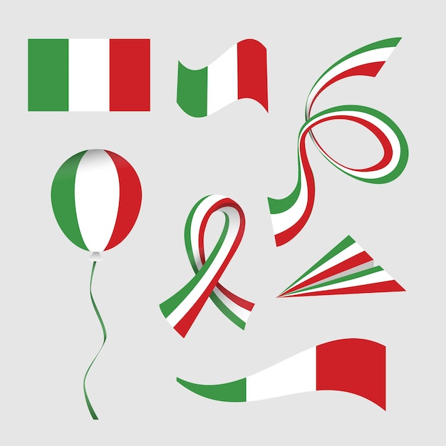 Plik wektorowy ustaw kolekcję flag elementów projektu na dzień republiki włoskiego święta narodowego