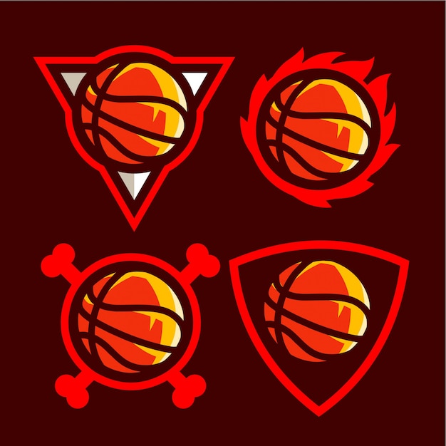 Plik wektorowy ustaw logo koszykówki dla amerykańskiego zespołu sportowego