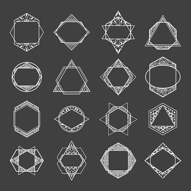 Plik wektorowy ustaw minimalistyczne abstrakcyjne kształty geometryczne z kwiatowym wzorem.