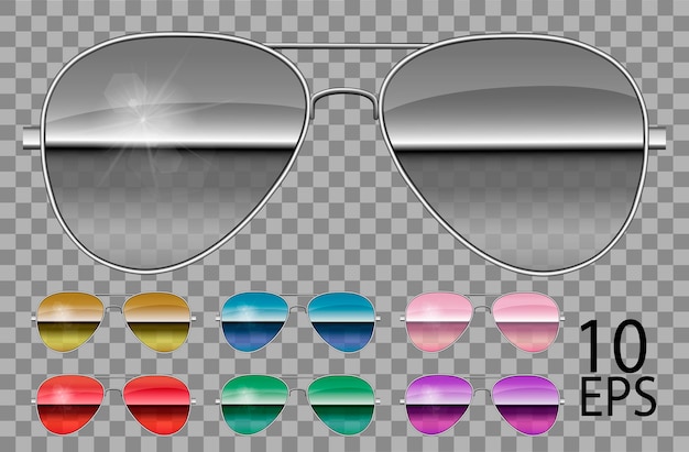 Ustaw Okulary Lustrzane. Policja Krople Aviator Shape.transparent Inny Colorpurple.sunglasses.3d Graphics.unisex Kobiety Mężczyźni.