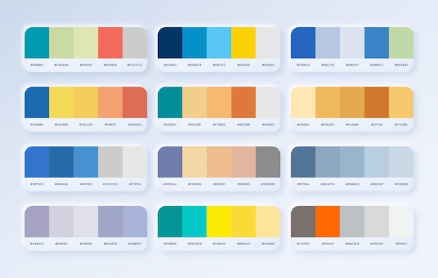 Ustaw paletę kolorów w katalogu kolorów rgb hex katalogu kolorów w stylu neuromorficznym dla projektu ui ux