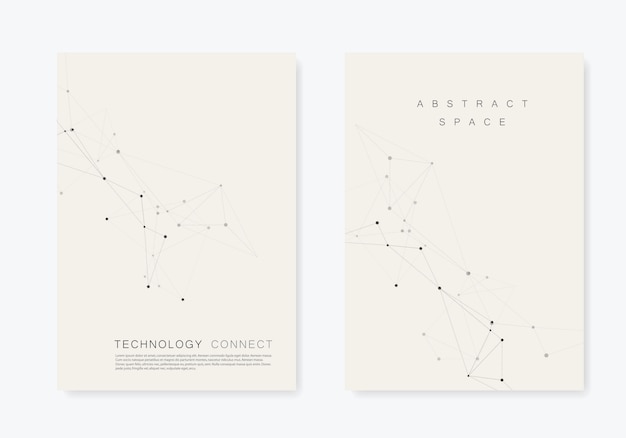 Ustaw Szablon Broszury Za Pomocą Connect. Abstrakcjonistyczny Technologia Wzór, Mieszanka Kropkuje Tło I Wykłada Tło