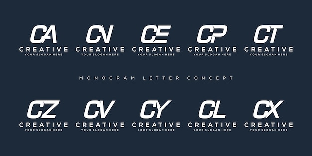 Plik wektorowy ustaw szablon logo monogram litera c