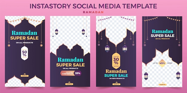 Ustaw Szablon Mediów Społecznościowych Ramadhan I Eid Sale Instastory, Banner Reklamowy.