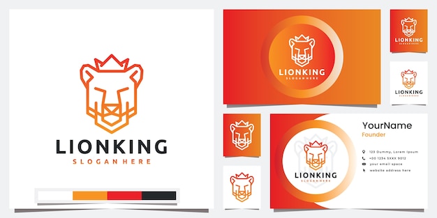 Ustaw Technologię Logo Z Inspiracją Do Projektowania Logo W Stylu Głowy Króla Lwa