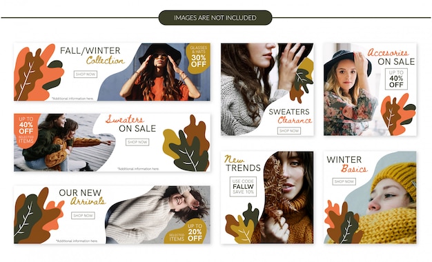 Plik wektorowy ustawić banery sprzedaż moda jesień / zima