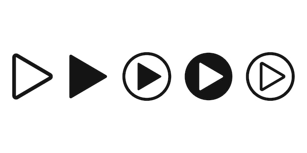 Plik wektorowy ustawić ikonę odtwarzania i uruchomić akcję audio lub wideo symbol mediów i przycisk odtwarzanie muzyki