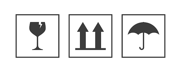Ustawić Ikony Znaki Opakowania Pudełko Odizolować Na Białym Tle