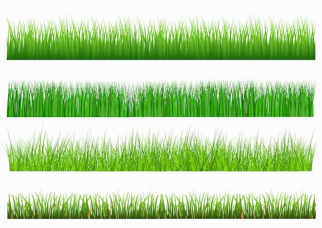 Plik wektorowy ustawić zieloną trawę na białym tle