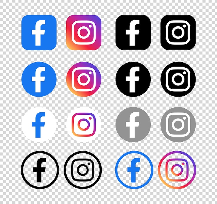 Wektor ustawienie ikon aplikacji facebook i instagram