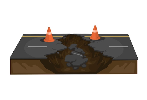 Plik wektorowy uszkodzona budowa drogi i klęska ziemi ilustracja symbolu wektor