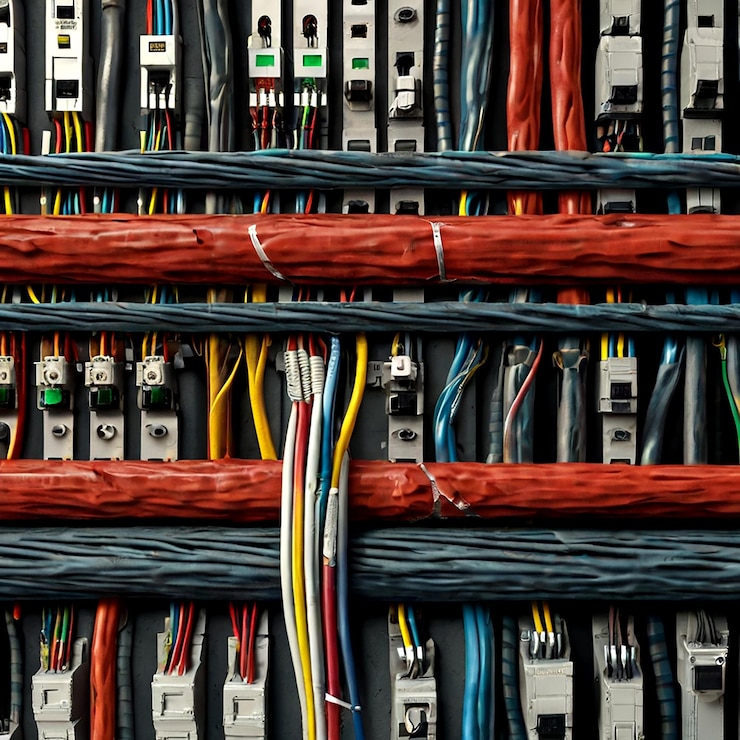 Wektor uszkodzone kable elektryczne obwód przewodów elektrycznych z uszkodzoną izolacją przewodnik energetyczny i napięcie