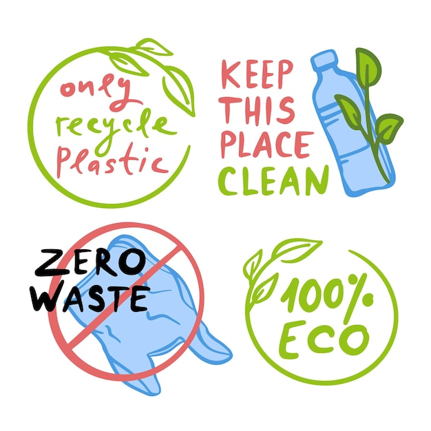 Utrzymaj To Miejsce W Czystości Ekologiczne Zanieczyszczenie środowiska Problem Ziemi Z Plastikową Butelką I Plastikową Torbą Na Zestawie Ilustracji Bannera