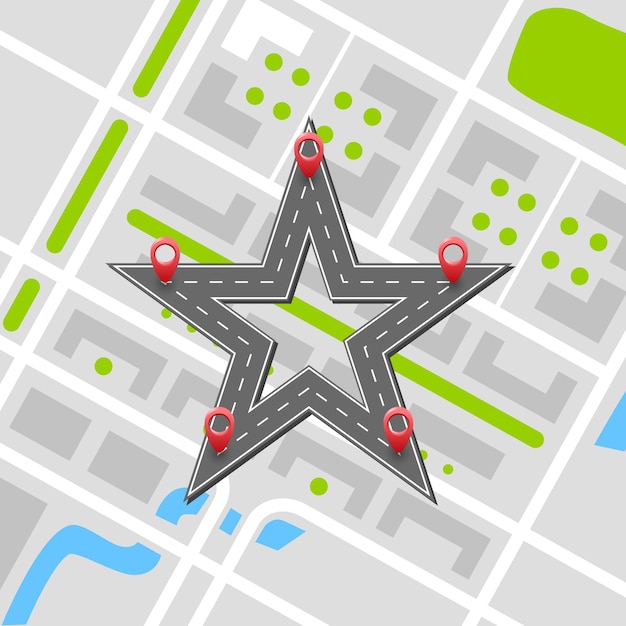 Plik wektorowy utwardzona ścieżka na mapie gwiazd drogowych