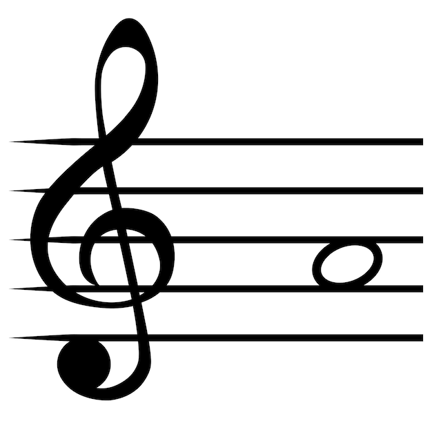 Plik wektorowy uwaga linie pięciolinii muzycznej a la nuta solfeżu w kluczu g