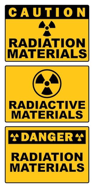 Uwaga Niebezpieczeństwo Obszar Radioaktywny Promieniowanie Materiał Oznakowanie żółty Projekt Szablonu Znaku Do Druku