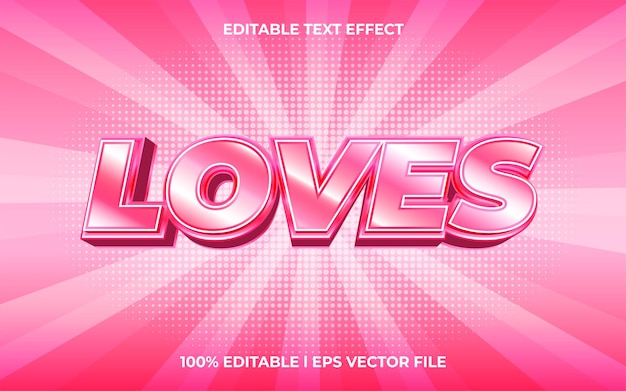 uwielbia edytowalny efekt tekstowy, styl czcionki typografii liter, różowy tekst 3d na walentynki