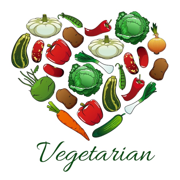 Plik wektorowy uwielbiam emblemat w kształcie wegetariańskiego serca