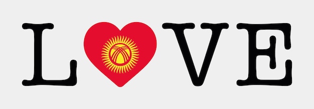 Uwielbiam flagę Kirgistanu, ikonę serca, ilustrację wektorową