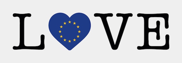 Plik wektorowy uwielbiam flagę unii europejskiej ilustracja wektorowa ikony serca