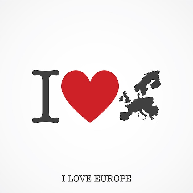 Uwielbiam Ikonę Mapy Krajowej W Kształcie Serca Europy