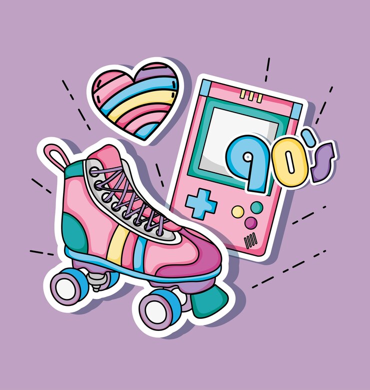 Wektor uwielbiam kreskówki z lat 90., skate i tetris