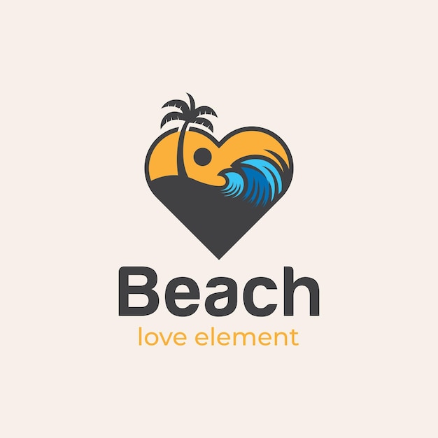 Uwielbiam Projektowanie Logo Elementu Wektora Surfowania Oceanu Na Letnią Plażę Z Ilustracją Logo Zachód Słońca Wakacje