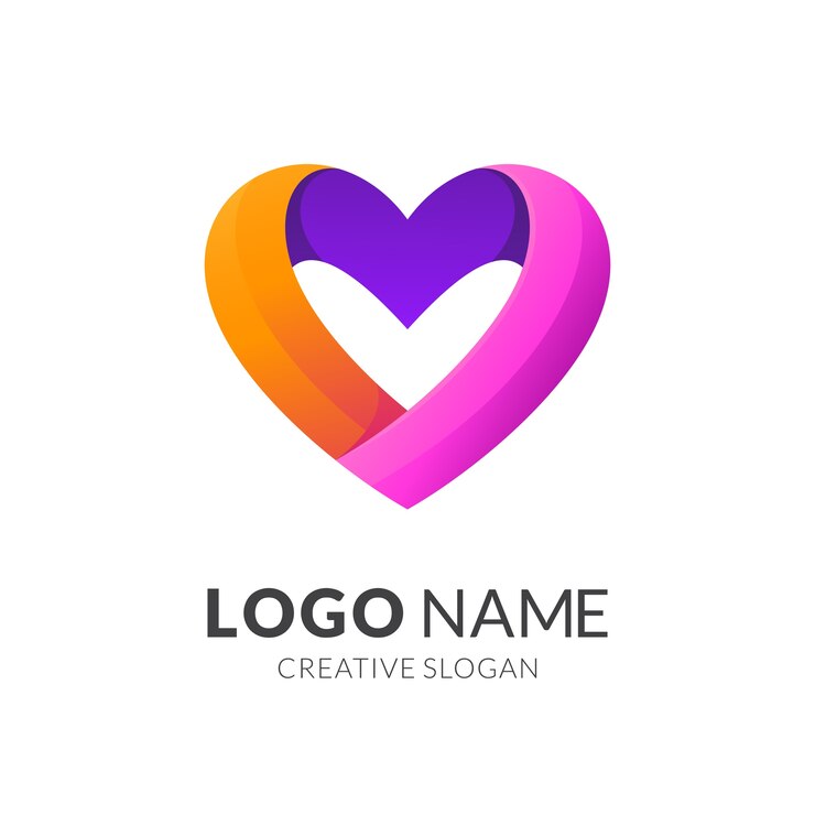 Wektor uwielbiam projektowanie logo, nowoczesny styl logo 3d w żywych kolorach gradientu