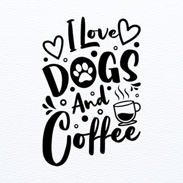 Uwielbiam psy i kawę Vector Clipart PNG ilustracja Graphic Cartoon T-shirt