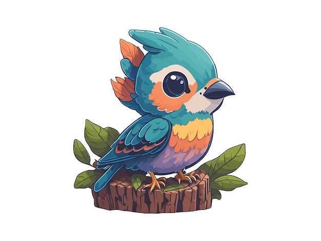 Uwielbiany i uroczy niebieski ptak siedzący na ilustracji wektorowej gałęzi