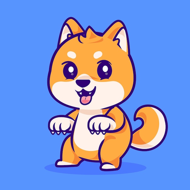 Uwielbiany pies Shiba Inu stojący z zabawnym wyrazem twarzy Ilustracja wektorowa