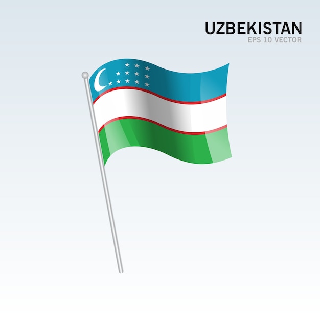 Plik wektorowy uzbekistan macha flaga odizolowywająca na popielatym tle