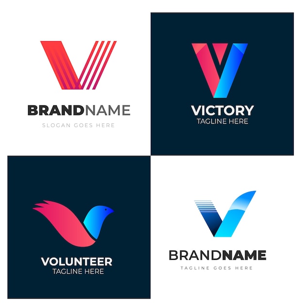 V litery alfabetu początkowy kolorowy projekt gradient korporacyjnej marki biznesowej spółki abstrakcyjne logo de