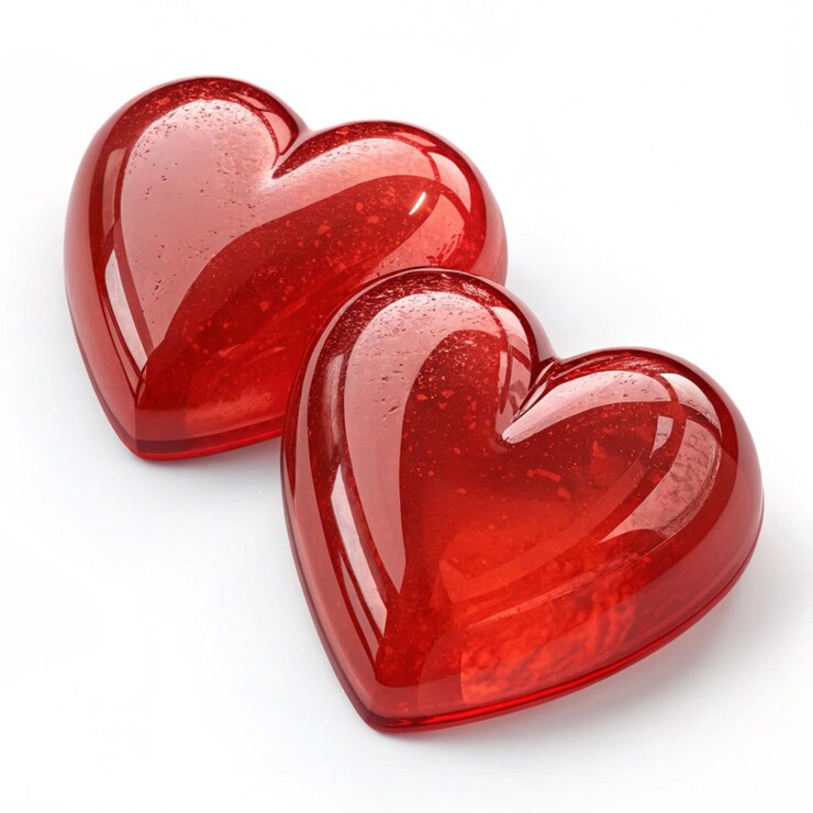 Valentine Day Heart Set Dwa czerwone serca z słowami serce na nich