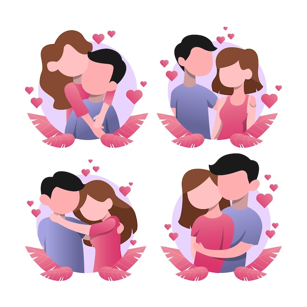Valentines Day Flat Design Romantyczna ilustracja dla pary