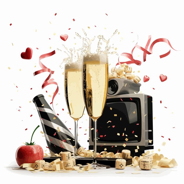 Plik wektorowy valentines_movie_night_love_champagne